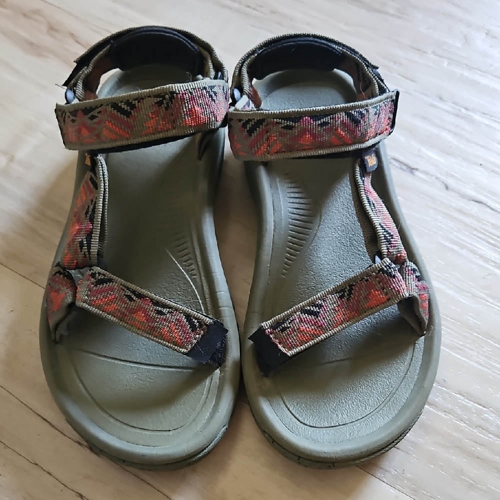Teva Green and Red Sandals with Adjustable Straps and Durable Sole